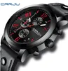 Hot seller CRRJU Mens Watches Top Brand Luxury Quartz black Watch Men Casual Leather Military Waterproof Sport Wristwatch Relogio Masculino