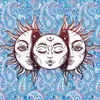 Blue Sun and Moon Mandala Tapestry Mur suspendu décor pour la vie et la chambre 9720305