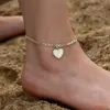 Hjärta Initials Anklets Armband 14K Guldpläterad Brev Anklet Barefoot Beach Smycken Tillbehör Ben Armband för Kvinnor Tjej