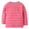 Metri di salto Autunno Primavera Mouse Ragazze T-shirt in cotone Stripe Cute bambini Manica lunga Moda Kids ops Camicetta 210529