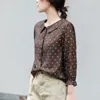 Vårhöst Korea Fashion Women 3/4 Ärm Polka Dot Print Loose Shirts Sweet Cute Peter Pan Collar Blusar Toppar V56 210512