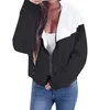 レディースジャケット女性長袖ブラックホワイトパッチワークシンスキンスーツフード付きジッパーポケットスポーツコート秋のジャケットRopa Mujer