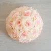 10 "25 cm Elegante elegante de seda de seda rosa bola beijando bolas ornamento artesanal para decoração de festa de casamento suprimentos 18 cores