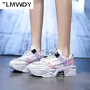 2021 Women's Lace-up Color Matching Non-slip Wear-resistant Sneakers Fashion Women's Shoes Comfortable Breathable Casual Shoes Y0907