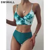 Tye Dye Высокая талия 2021 Купальник Женщины Push Up Купальники Двухсексуалисты Bikini Set Wrap Купальник Купальник Плавание Носите Женский 210319