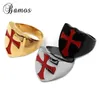 Bagues de cluster Bamos Punk Knights Templar en acier inoxydable pour femmes hommes Vintage rouge émail croix bague de mode bijoux cadeau