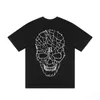 Marca de moda para hombre de la calle Serie oscura Rayo Calavera Número Trazado Estampado Hip Hop Camiseta de manga corta