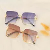Gafas de sol Medio Marco Mujeres de lujo Pearl Square Shade Shades UV400 Vidrios Vintage