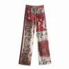 TRAF Pants Women Za Patchwork High Waist Woman Trousers Summer Vintage Print Elastic Casual Loose Sets 211029