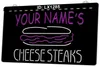 LX1285 Your Names Cheesesteaks Negozio Open Light Sign Dual Color 3D Engraving