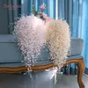 Wedding Flowers YouLaPan F24 Full Pearls Ivory&white Bouquet Handmade Waterfull Bride Luxury Bridal Accessories Jewelry