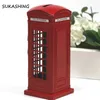 London Telephone Booth Red Die Cast Money Box Piggy Bank UK Souvenir s for Kids Home Christmas Decoration 210811