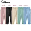 Plus Size Women Pants Linen Cotton Casual Harem Candy Color Harajuku Green Trousers Female Ankle-length Length Woman 210514