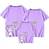 サマーファミリールックマッチング衣装Tシャツの服お母さんの父子娘子供の漫画半袖210429