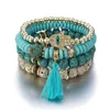 Newt Dign Fashion Geometric Turquoise Beads Tassels Bodhi Bohemia Natural Stone Bracelet For Women Girls