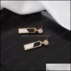 Dangle & Chandelier Earrings Jewelry Korean Style Fashion Earring Simple Geometric Square Shell Ins With Diamond 925 Sier Needle For Women D