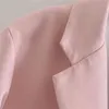 Chic Loose Light Pink Women Blazer Summer Single Button Kobieta Kurtka Długi Rękaw Znosić Blask Femme 210430