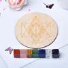 Decorative Objects & Figurines 7pcs/set Natural Crystal Stone Cube Mixed Seven Chakra Healing Star Array Wood Plate Yoga Home Decor Gift