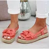 Femmes sandales chaussures plates pour chaussures d'été femme Peep Bow décontracté Sandalias Mujer femmes 2020 Y0721