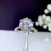 5ct Moissanite Grande Anel 925 Projeto De Moda De Prata Forte Cor Flama Diamante Alta Dureza Anéis de Noivado de Luxo para Mulheres