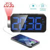Timers Projection Alarm Clock Radio Digital Clocks 7" Screen Led USB Charger 12/24 Hour Switch 180° Rotation