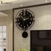 MEISD Vintage Zwarte Klok Pendulum Klassieke Designer Kwaliteit Acryl Home Decor Wall Art Quartz Horloge Kamer Horloge 210325