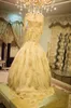vestido de Noiva Goldのウェディングドレスプラスサイズのビーズナイジェリアのブライダルガウンマーメイドレースアップリケの長袖のブライダルドレス