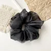 Japanska överdimensionerade premium glänsande organza hår scrunchies uttalande solid transparent hårband kvinnor mode hår rep huvudbonad