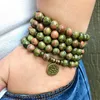 Chaîne à maillons MG1366 Bracelet en perles Unakite sud-africain naturel Arrivée Chakra de la gorge 108 Mala Bijoux de guérison spirituelle Inte22