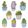 Cartoon Cactus Brooch Cute Mini Plant Pot Enamel Women Denim Jackets Lapel Pins Hat Kid Jewelry Christmas Gift