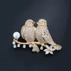 Christmas Fine for Women 14K Soild Gold Party Luxury Bohemia Brooch Jewelry Love Bird Cute/Romantic Brooches
