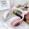 LED Cat Ear Noise Cancelling Headphones Bluetooth 5.0 Young People Kids Headset Support TF Card 3.5mm Plug With Mic 6 Colors OU4O