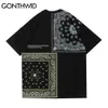 GONTHWID T-Shirts Streetwear Bandana Paisley Muster Drucken T-shirts Hip Hop Harajuku Casual Tees Mode Kurzarm Baumwolle Tops C0315