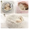 Winter Cat Bed Round Plush Warm Soft Pet Long For Small Dogs s Nest 2 In 1 Puppy Sleeping Bag 210713