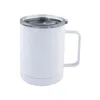 Tasses de gobelet de vin de sublimation vierge de 12 oz avec poignée tasses de voiture à café isolées en acier inoxydable blanc tasse de voyage portable à double paroi sous vide