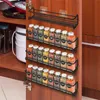 4PCS Väggmonterad Spice Rack Kökskåp Carbon Stål Krydda Förvaring Hylla Condiment Pepper Bottle Container Rack 211215