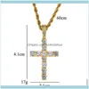 Necklaces & Pendants Jewelryhip Hop Cross Pendant Copper Micro Pave With Zircon Stone Necklace Jewelry For Men And Women Cn020 Chains Drop D