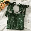 Camicette da donna Camicie Syiwidii ​​Camicetta coreana delle donne Top Polka Dot Camis Casual Fashion Fashion Lace Up Bow Piews Crop Top 2022 Verde Vestiti rossi