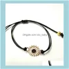 Charm Jewelry30Pcs Lot Fashion Couple Bracelets Sunflower Pendant Adjustable Rope Chain Bracelet Lucky Friendship Jewelry Drop Delivery 2021