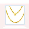 Collier de chaîne de vague d'eau en or jaune pur / Collier 999 24K Chaînes de 2,8 à 4,4 g Morr22