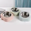 Enkel Pet Cat Dog Bowls Rostfritt Stål Design Valp Foder Basin Schnauzer Teddy Bichon Husdjur Tillbehör