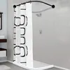 Шторы для душа, выдвижной изогнутый карниз, черный U-образный столб из нержавеющей стали, штанга для ванной комнаты, 6 размеров 4836769