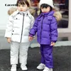 -30 Degree Winter Sets Boys down coat and Jumpsuit for children Baby girls boys ski snowsuit Toddler New Year Clothing Set 2-5Y H0909