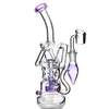 Два стиля Фиолетовый кальян Fab Egg Кальян Стеклянные водяные бонги Recyler Dab Rigs Пьянящие водопроводные трубы Bubbler Курительный бонг 14,4 мм