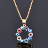 Sinleery Turkiet Blue Evil Eye Round Circle Pendant Neckalce on Neck for Women Drop 2021 XL075 SSK