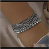 Anklets Layered Chain Fashion Anklet For Women Gold Color Foot Bracelet Set Crystal Leg Bracelets Ankle Punk Feet Party Jewelry Drop Deliver