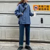 女性の縞模様のシャツパープルダウンカラースリーブフルロング韓国風B0460 210514