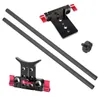 Gabbia per fotocamera SLR in alluminio per GH4 / GH5 Supporto per supporto per obiettivo con staffa per asta in fibra di carbonio da 25 cm 40 cm Kit di montaggio su blocco ferroviario