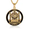 Promotie Hoge Kwaliteit Masonic Lodge Freemason Signet Charm Hangers Rvs Zilver Goud Zwart Fraternaal Mason Kompas en vierkante ketting Sieraden te koop