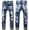 Verkoop 2021 Nieuwe Heren Badge Rips Stretch Designer Jeans Distressed Ripped Biker Slim Fit Washed Motorcycle Denim Heren Hip Hop Fa241p